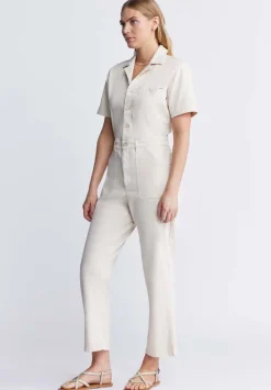 Stacia Women’s Short Sleeve Jumpsuit in Off-White - WD0025P