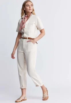 Stacia Women’s Short Sleeve Jumpsuit in Off-White - WD0025P
