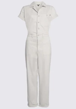 Stacia Women’s Short Sleeve Jumpsuit in Off-White - WD0025P