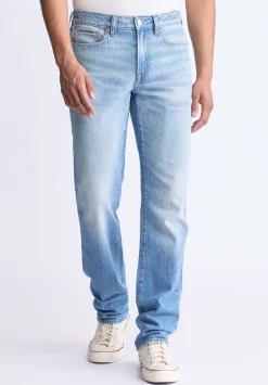 Straight Six Men's Crinkled and Sanded Jeans, Light Blue - BM26000