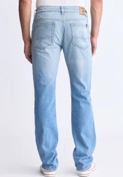 Straight Six Men's Crinkled and Sanded Jeans, Light Blue - BM26000