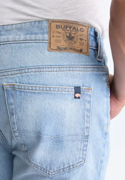 Straight Six Men's Crinkled and Sanded Jeans, Light Blue - BM26000