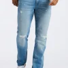 Straight Six Men's Distressed Jeans, Light Vintage Blue - BM26058