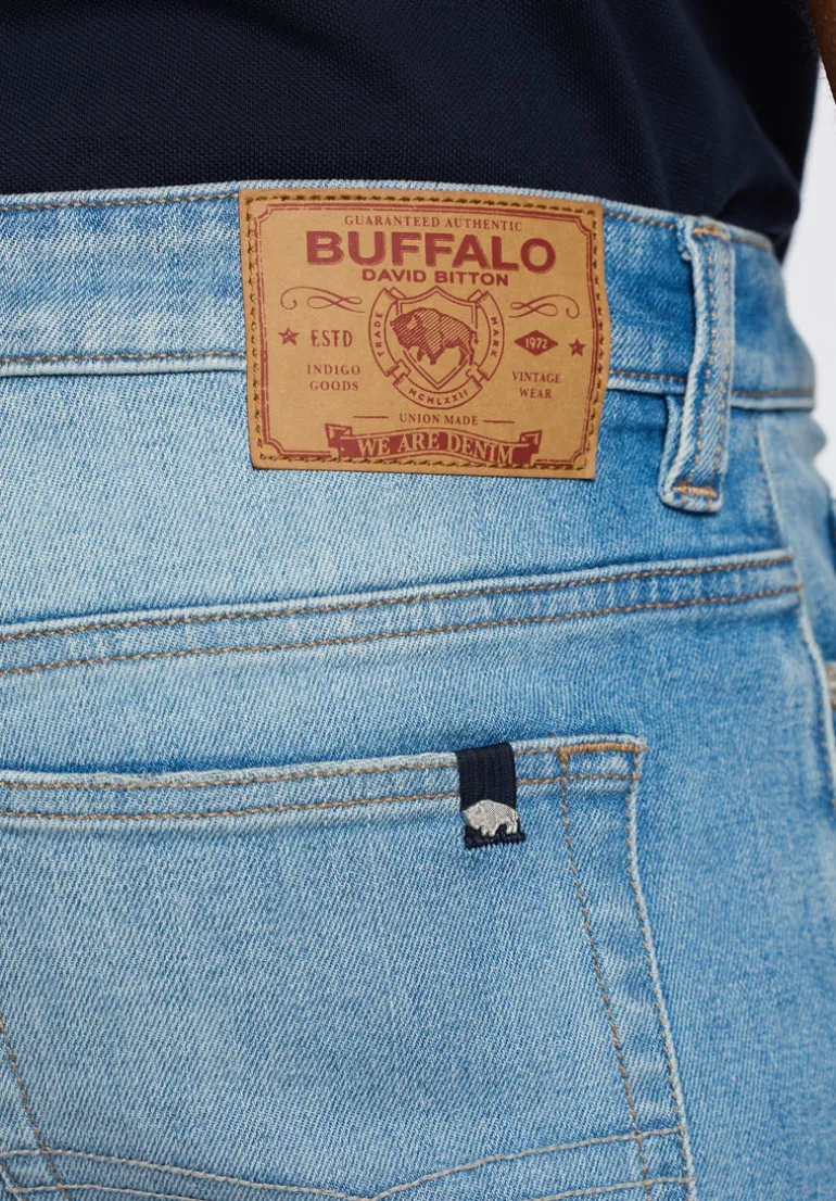 Straight Six Men's Distressed Jeans, Light Vintage Blue - BM26058