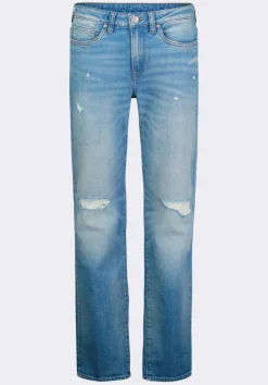 Straight Six Men's Distressed Jeans, Light Vintage Blue - BM26058