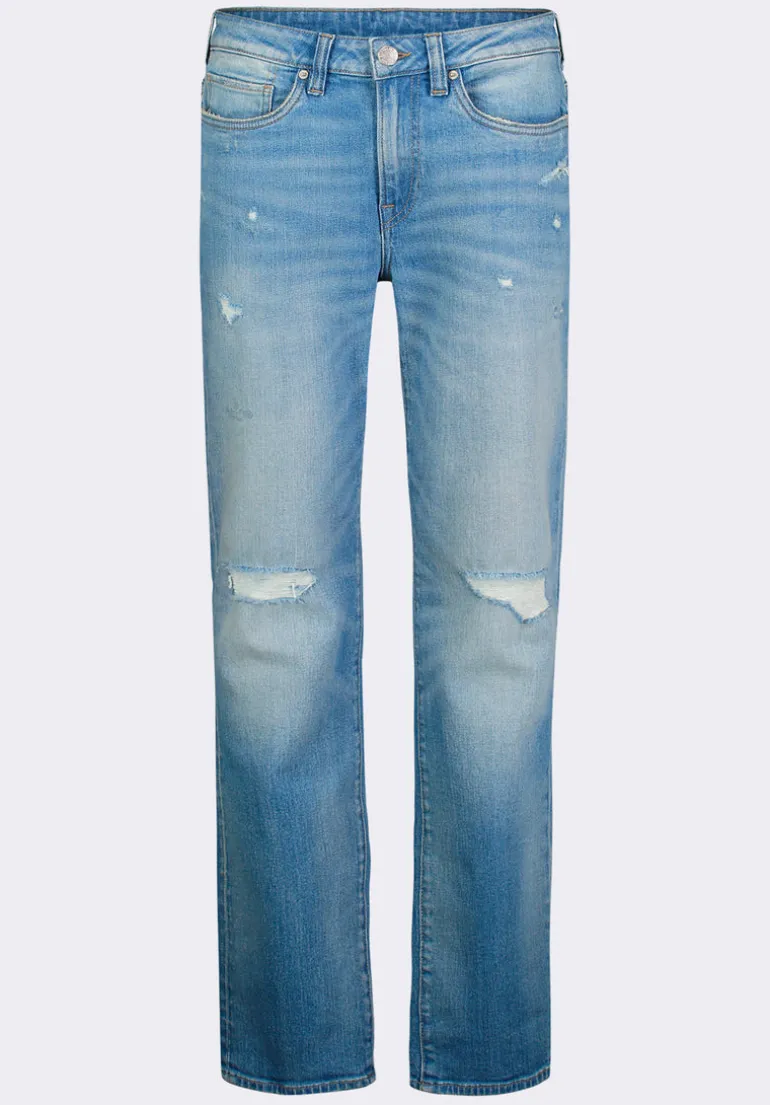 Straight Six Men's Distressed Jeans, Light Vintage Blue - BM26058