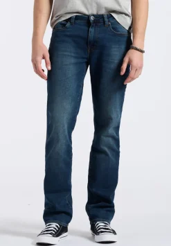 Straight Six Men's Freedom Flex Jeans in Dark Sanded Blue - BM22946