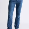 Straight Six Men's Freedom Flex Jeans, Whiskered Indigo - BM26018
