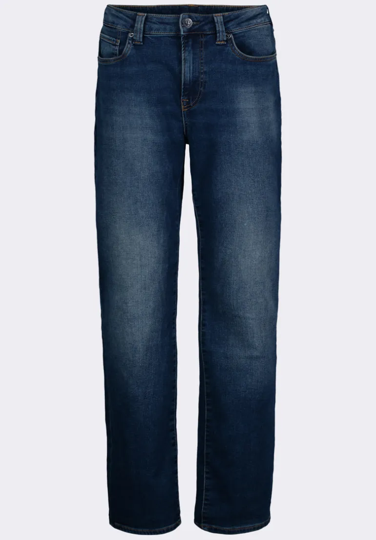 Straight Six Men's Freedom Flex Jeans in Dark Sanded Blue - BM22946