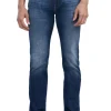 Straight Six Men's Jeans in Veined and Crinkled Indigo - BM22828