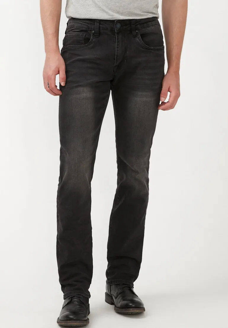 Straight Six Men's Jeans in Crinkled and Sanded Black - BM22614