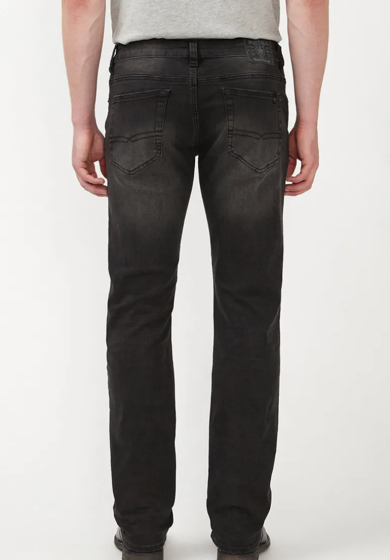 Straight Six Men's Jeans in Crinkled and Sanded Black - BM22614