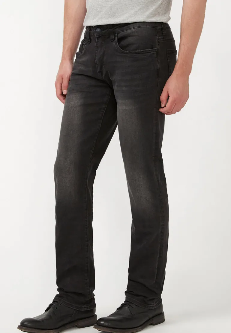 Straight Six Men's Jeans in Crinkled and Sanded Black - BM22614