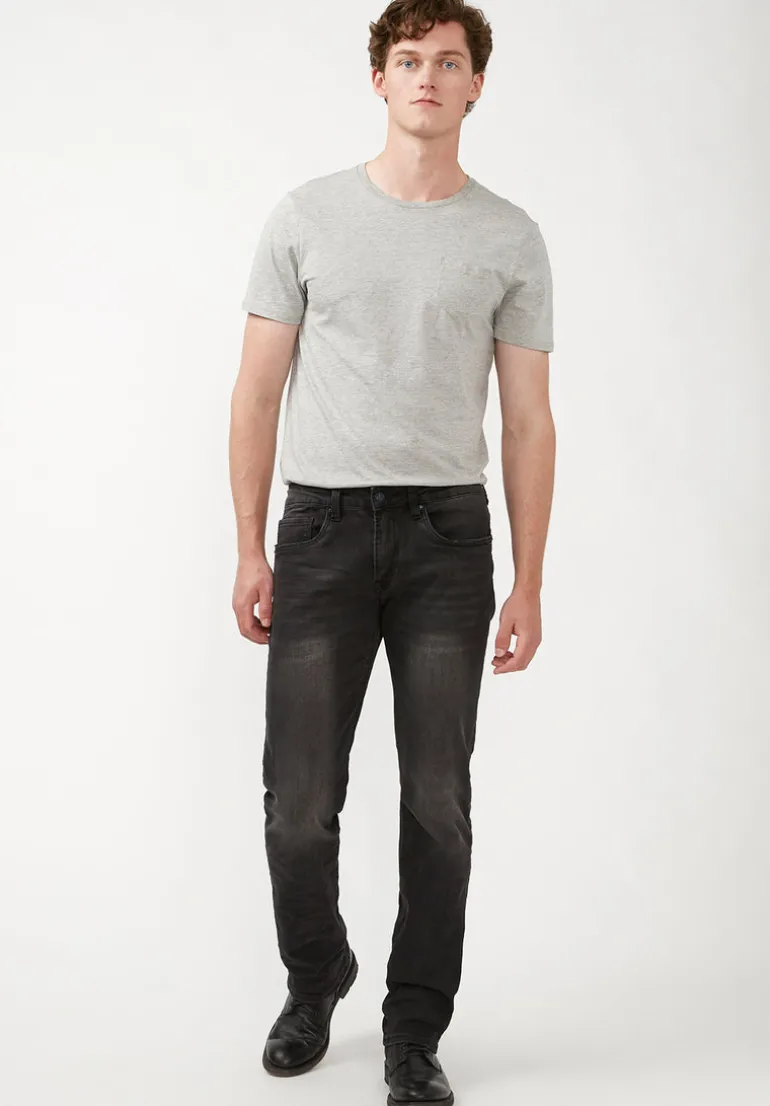 Straight Six Men's Jeans in Crinkled and Sanded Black - BM22614