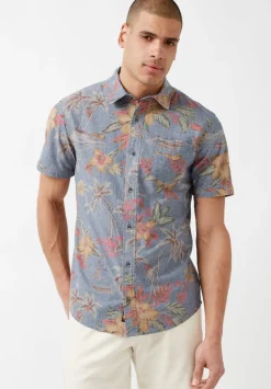 Sunil Short-Sleeve Chambray Printed Shirt, Mirage - BM23893