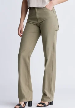 Super High-Rise Loose Straight Jane Women's Pants, Olive Green - BL15966