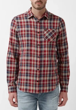 Surza Men’s Long-Sleeve Reversible Plaid Shirt, Red - BM24056