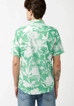 Susara Men's Collared Short Sleeves Printed Shirt, Green - BM23963