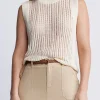 Syden Women’s Openwork Knit Tank Top in Off-White - SW0060P