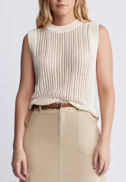 Syden Women’s Openwork Knit Tank Top in Off-White - SW0060P