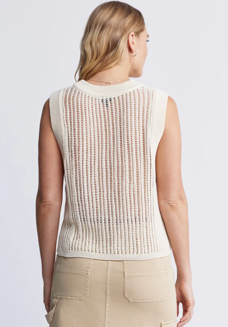 Syden Women’s Openwork Knit Tank Top in Off-White - SW0060P