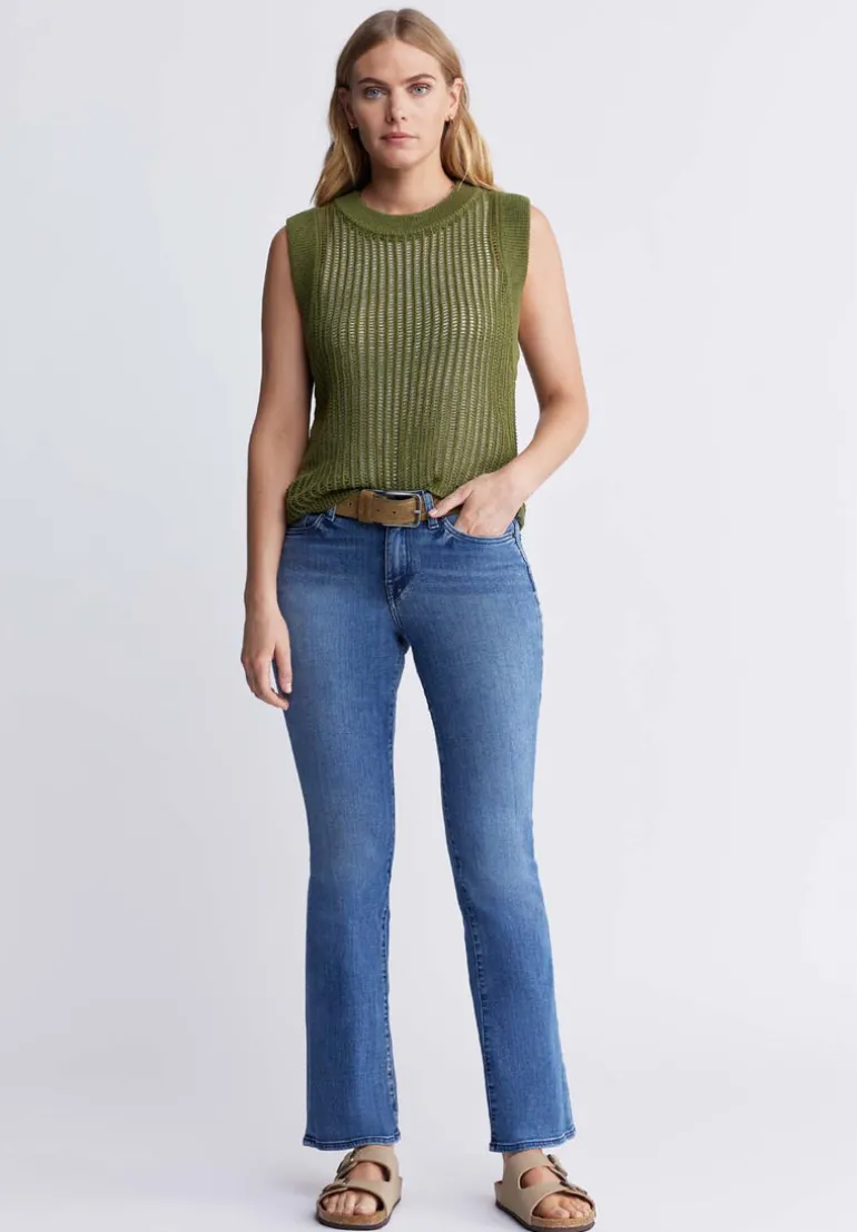 Syden Women’s Openwork Knit Tank Top in Olive Green - SW0060P