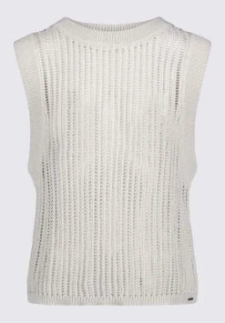 Syden Women’s Openwork Knit Tank Top in Off-White - SW0060P