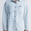 Sydney Women's Denim Shacket in Bleached Blue - BL15947