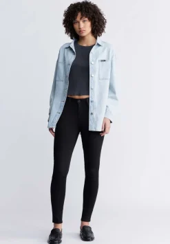 Sydney Women's Denim Shacket in Bleached Blue - BL15947