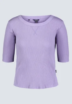 Tabbey Women's Elbow-Length Sleeve Ribbed Top, Purple - KT0152F