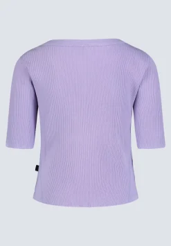 Tabbey Women's Elbow-Length Sleeve Ribbed Top, Purple - KT0152F