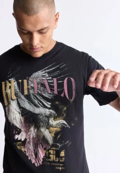 Takuma Men's Graphic Eagle Print T-Shirt, Black - BM24506