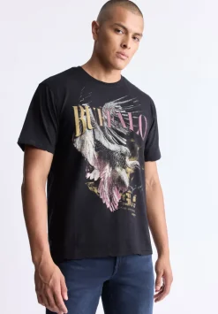 Takuma Men's Graphic Eagle Print T-Shirt, Black - BM24506