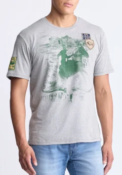 Tasher Men's Graphic Patch T-Shirt, Heather Grey - BM24509