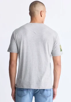 Tasher Men's Graphic Patch T-Shirt, Heather Grey - BM24509