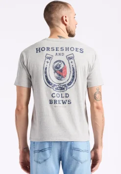 Tastrup Men's Graphic T-Shirt with Horseshoes Print, Heather Grey - BM24637