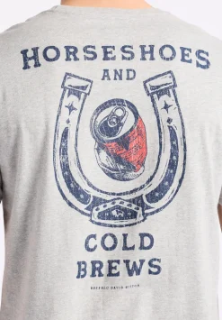 Tastrup Men's Graphic T-Shirt with Horseshoes Print, Heather Grey - BM24637