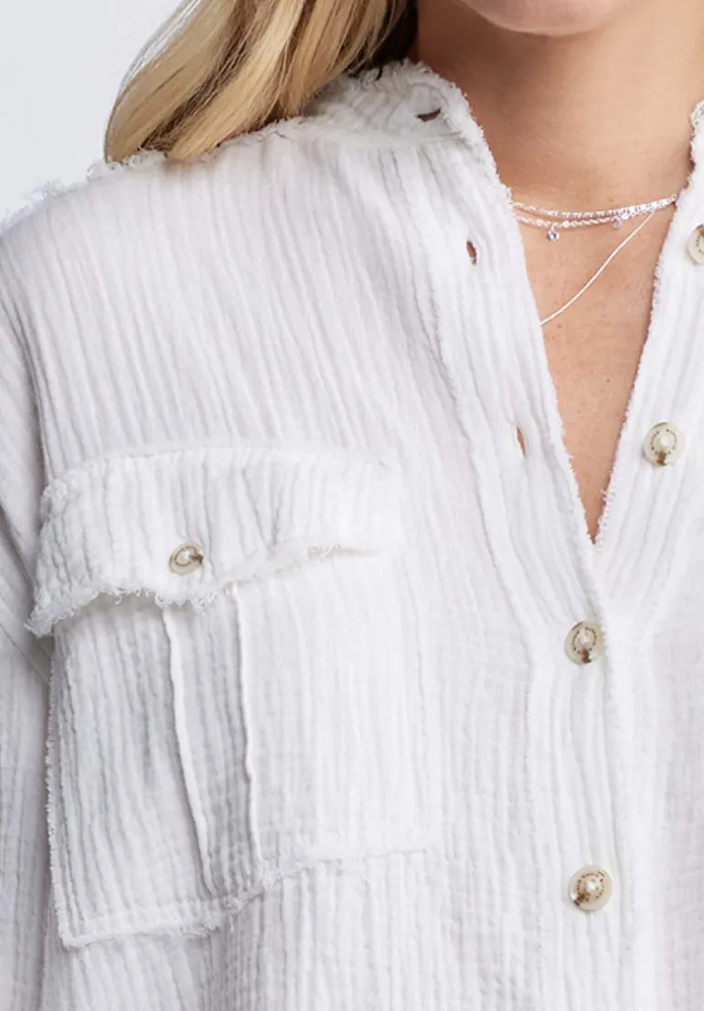 Taylee Women’s Oversized Blouse in White - WT0118P