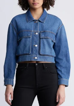 Teagan Women's Boxy Denim Jacket in Authentic Blue - BL15957