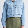 Teagan Women's Boxy Denim Jacket in Bleached Blue - BL15967