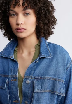 Teagan Women's Boxy Denim Jacket in Authentic Blue - BL15957