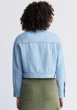 Teagan Women's Boxy Denim Jacket in Bleached Blue - BL15967