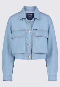 Teagan Women's Boxy Denim Jacket in Bleached Blue - BL15967