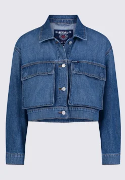 Teagan Women's Boxy Denim Jacket in Authentic Blue - BL15957