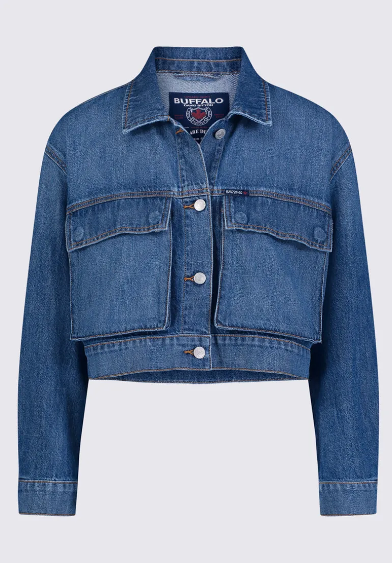 Teagan Women's Boxy Denim Jacket in Authentic Blue - BL15957