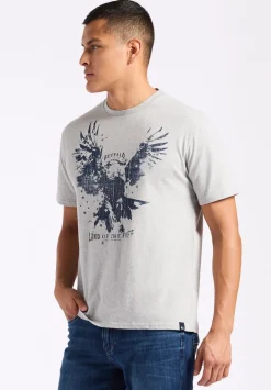 Teagle Men's Graphic T-Shirt with Eagle Print, Heather Grey - BM24647