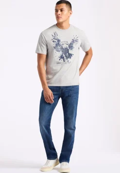 Teagle Men's Graphic T-Shirt with Eagle Print, Heather Grey - BM24647