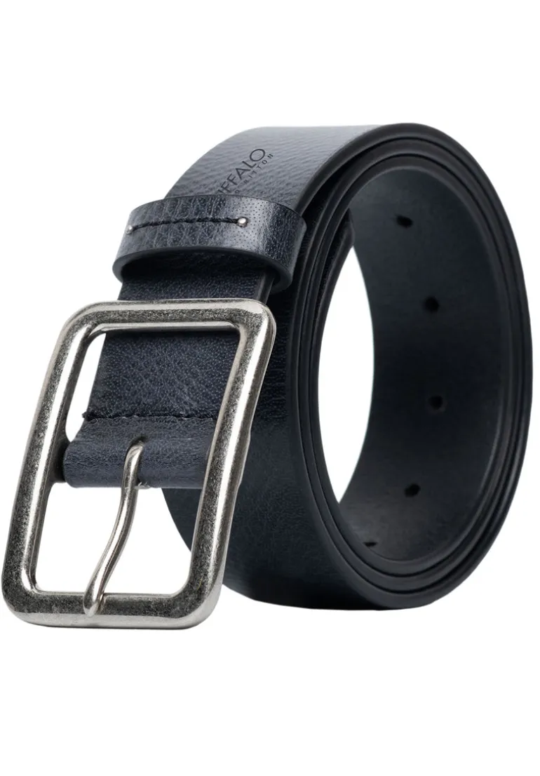 Textured Full Grain Black Buffalo Leather Belt - BB1002C04