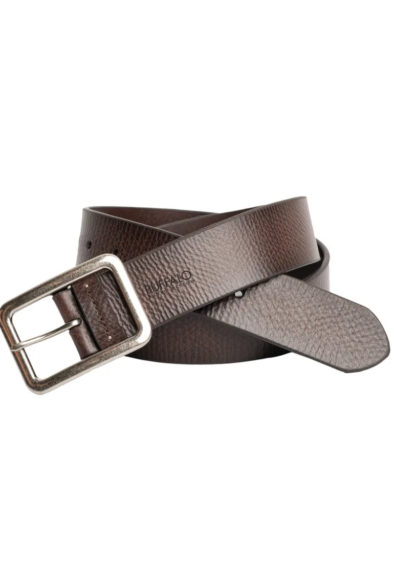Textured Full Grain Brown Buffalo Leather Belt - BB1002C03