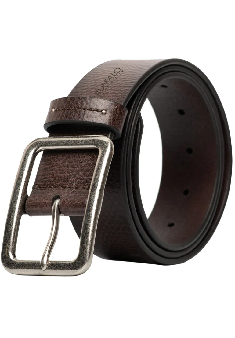 Textured Full Grain Brown Buffalo Leather Belt - BB1002C03